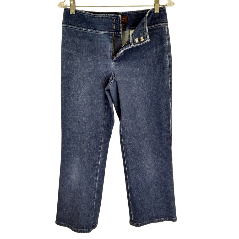 Banana Republic Pants Stretch Denim Capri Womens 4 Dark Wash Hook Bar Closure